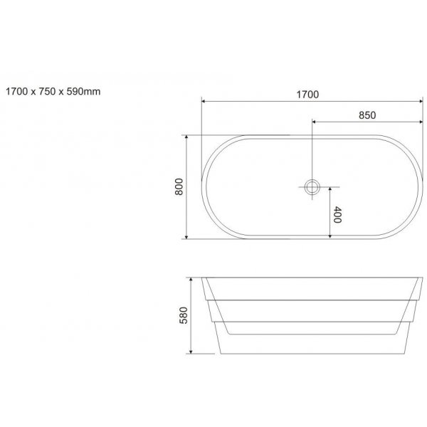 Badekar Montego bay - 170 cm