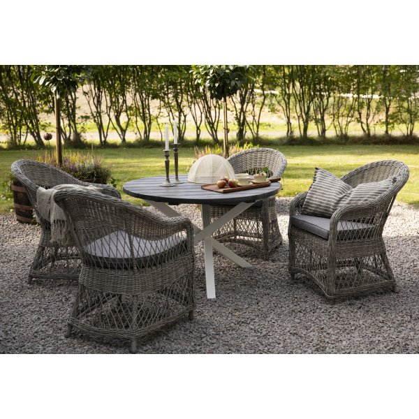 Marbella gr rotting lenestol med pute + Tekstilimpregnering for utembler