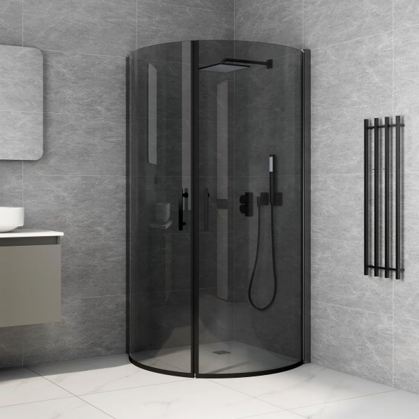 Dusjkabinett 90x100x200cm | Sort sikkerhetsglass | Cornelia