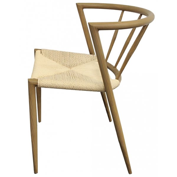 Stilig utestol i eikefinish med tau - Bella