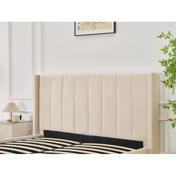 Sengeramme med hodegavl og oppbevaring 180 x 200 cm - Beige - Bianca