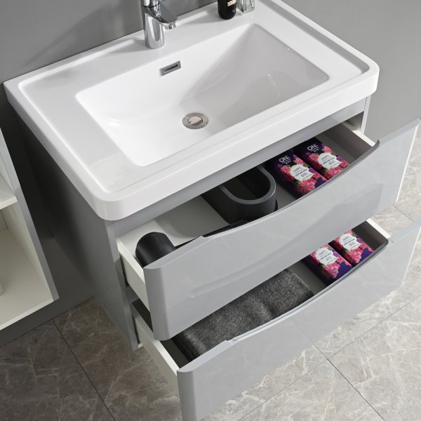 Baderomsmbler Sydney - Lysegr + 2.00 x Baderomskrok