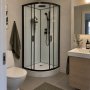 1 Dusjkabinett Nordamist Ares 90x90x215 cm - Hvit med takdusj og blandebatteri