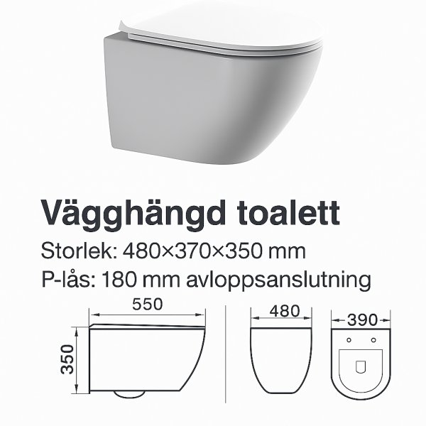 Vegghengt toalett Liva - Hvit