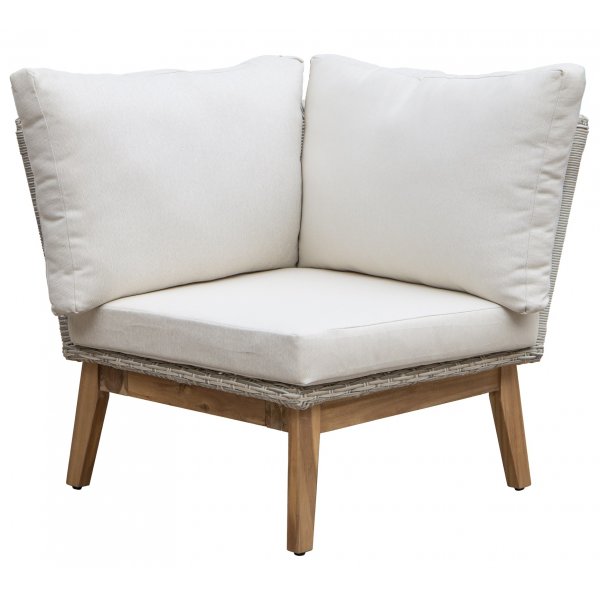 Inez utendørs gruppe - Grå kunstrotting & Acacia | Hjørnesofa Inez utendørs gruppe - Grå kunstrotting & Acacia | Hjørnesofa