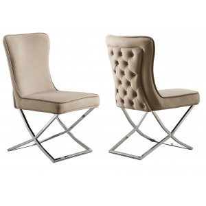 Stol med kromben - beige fl�yel - Luksus