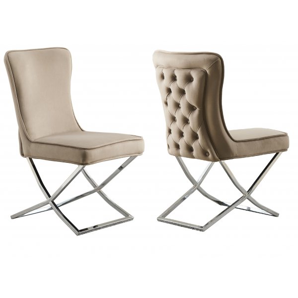 Stol med kromben - beige fl�yel - Luksus