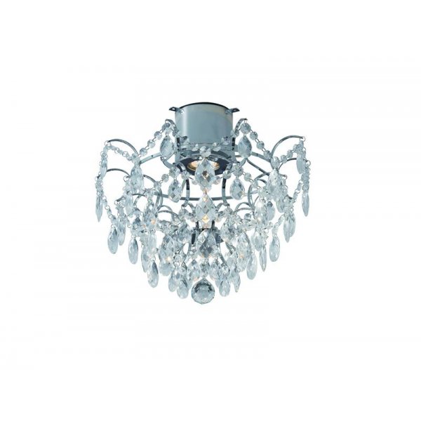 Rind Taklampe Krom/Krystall