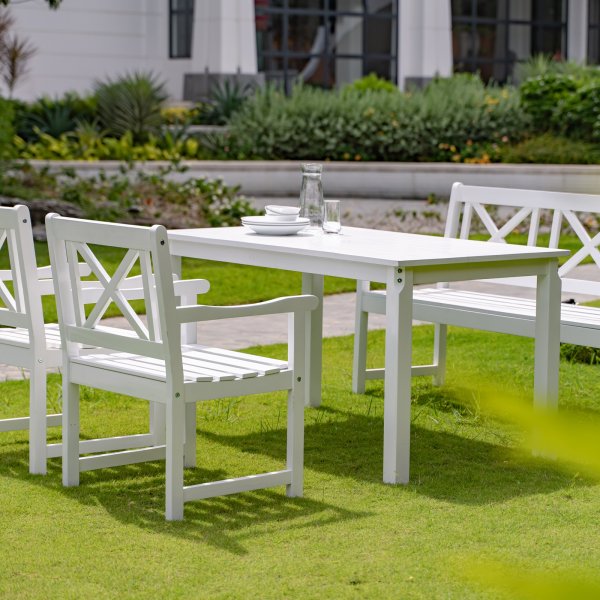 Hagebenk Hvit - Bohus + Tekstilimpregnering for utemøbler Hagebenk Hvit - Bohus + Tekstilimpregnering for utemøbler