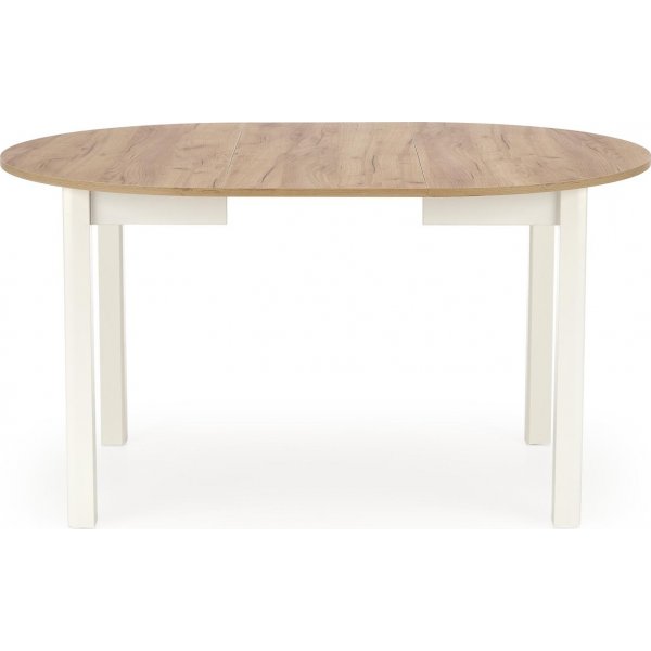 Rundt uttrekkbart spisebord eik/hvit 102-142 cm - Berivan