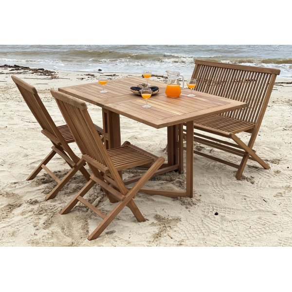 Salt sammenleggbar utesofa i teak + Tekstilimpregnering for utembler