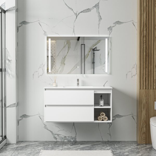 Baderomsmbler Florence 100 cm - Hvit + Toalettpapirholder