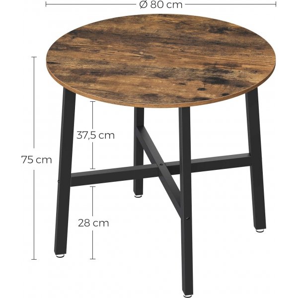 Spisebord Ø80 cm - Brun/svart Spisebord Ø80 cm - Brun/svart