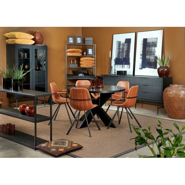 Syv rundt spisebord 120 cm - Sort ask finer Syv rundt spisebord 120 cm - Sort ask finer