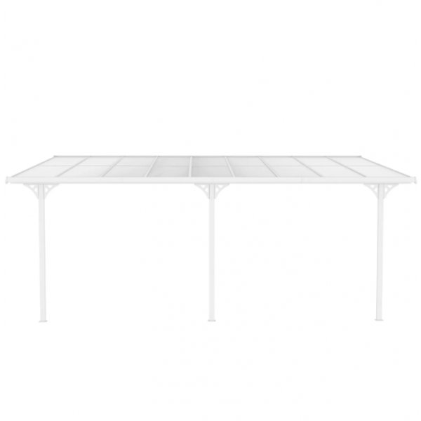 Balkongtak 5,6x2,5 m | Aluminiumsramme med UV-beskyttet kanalplast | Hvit