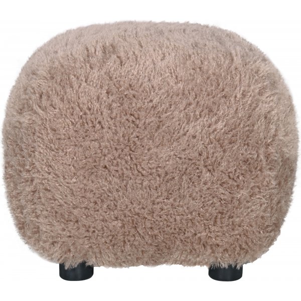 Fluffy puff i brungrå hårete stoff Fluffy puff i brungrå hårete stoff