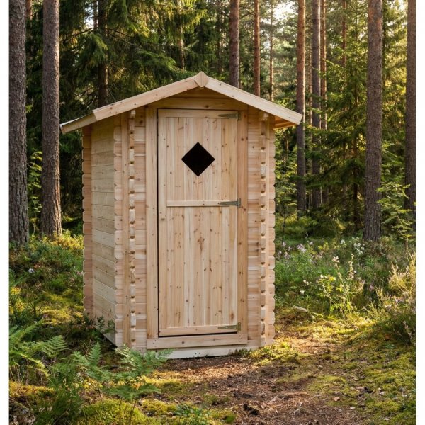 Utendørs toalett i tre 128x102x217,8cm - Ventilasjon og værbestandig tak Utendørs toalett i tre 128x102x217,8cm - Ventilasjon og værbestandig tak