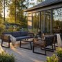 Utend�rs loungesett i akasie-aluminium med puter og salongbord