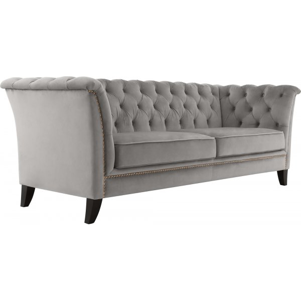 Chesterfield 3-seters sofa 210 cm gr� fl�yel