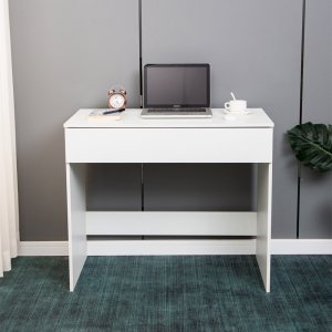Hvitt sminkebord med oppbevaring, 90 cm bredt Hvitt sminkebord med oppbevaring, 90 cm bredt