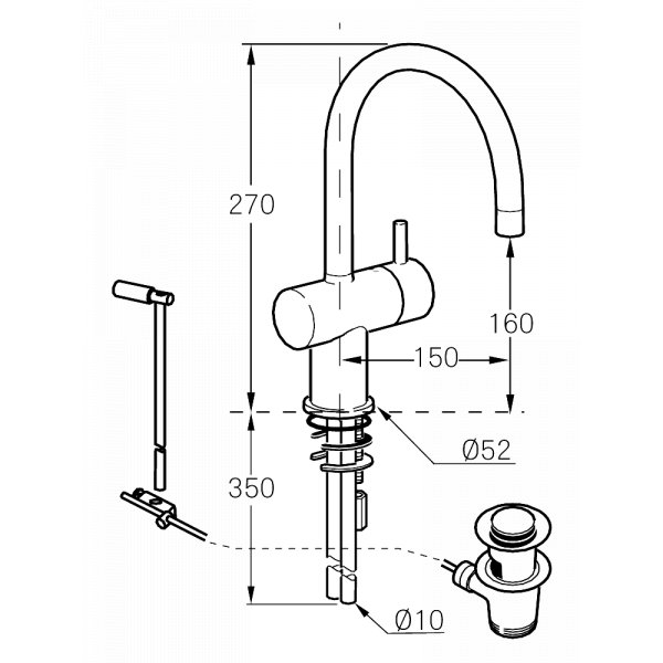 Mora Inxx A1 med løfteventil og dreierør Mora Inxx A1 med løfteventil og dreierør