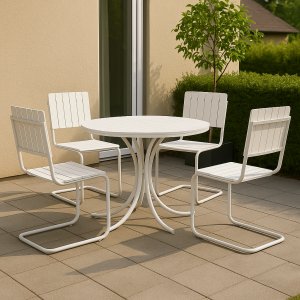Spisegruppe Holmsund rundt bord 103 cm med 4 stoler - Hvit Spisegruppe Holmsund rundt bord 103 cm med 4 stoler - Hvit