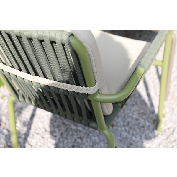 Lincoln stabelbar utestol - Grønn med beige pute Lincoln stabelbar utestol - Grønn med beige pute
