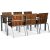 Alva spisegruppebord inkl. 6 stoler - Teak / Galvanisert stål