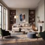 Doga sovesofa med divan - beige og kremfarget 230 cm i b�ketre, polyester og bomull