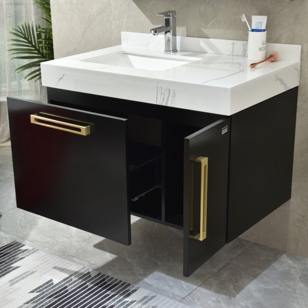 Baderomsmbler Acapulco - Sort & messing + Toalettpapirholder