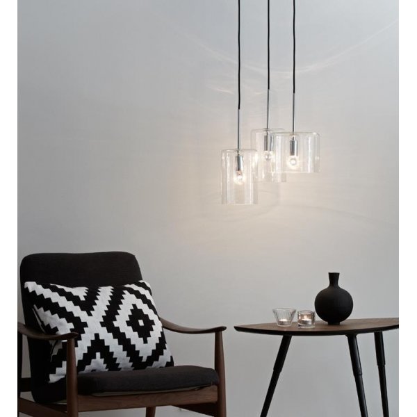 Rockford Taklampe - Krom/Klart Glass