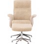 Lenestol med fotskammel Hag�n - beige teddy hvitvasket