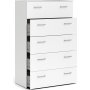 Space kommode hvit med 5 skuffer, bredde 74 cm og h�yde 115 cm