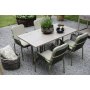 Spisegruppe Salt gr teak: Klaffbord inkl. 4 stk. grnne Lincoln-karmstoler