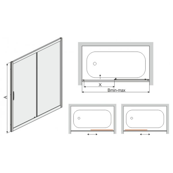 Dusjdør Badekar TX - 5mm glass (skyvedør) Dusjdør Badekar TX - 5mm glass (skyvedør)