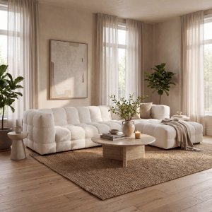 Sofa Kremfarget Teddy 322 cm Sofa Kremfarget Teddy 322 cm