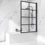 Dusjveggbadekar 150x80 cm | Industriell stil med svart gitter