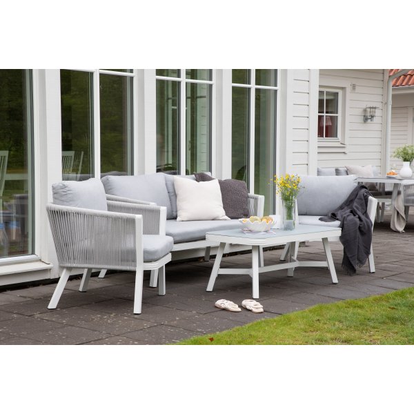 Loungesett gr� med hvite puter - Virya