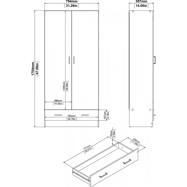 Hvit Space-garderobe, 80 cm bred og 170,5 cm høy Hvit Space-garderobe, 80 cm bred og 170,5 cm høy