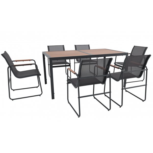 Spisegruppe 160x90cm - Bord med 6 stoler - Stl - Zanzibar + Rengjringsspray for utembler