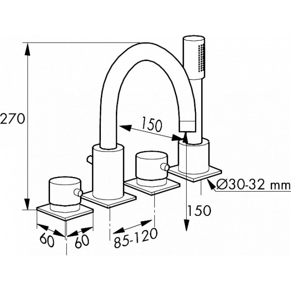 Mora Inxx blandebatteri for spa - spabatteri for badekar - krom