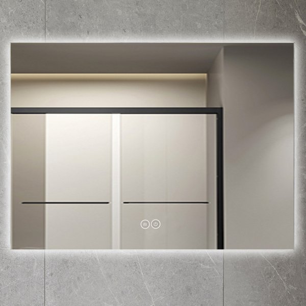 Baderomsspeil 100 x 80 cm med LED-belysning og antidugg, rektangulrt