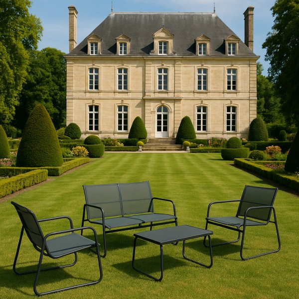 Zanzibar loungegruppe sofa lenestoler og salongbord - Svart utendrsgruppe