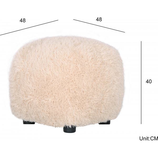Fluffy puff i beige furry stoff Fluffy puff i beige furry stoff