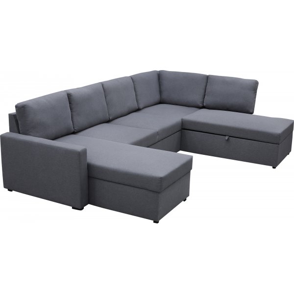 U-formet sovesofa Dream med oppbevaring - 299 cm - m�rkegr�