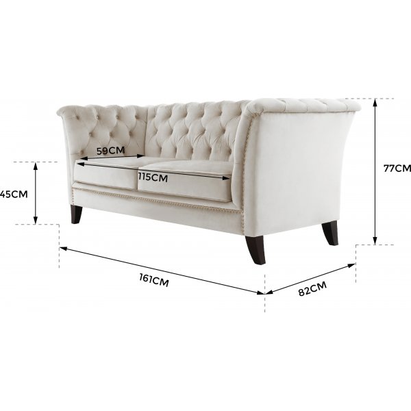 Sofa 2-seter Chesterfield bl� - Milton