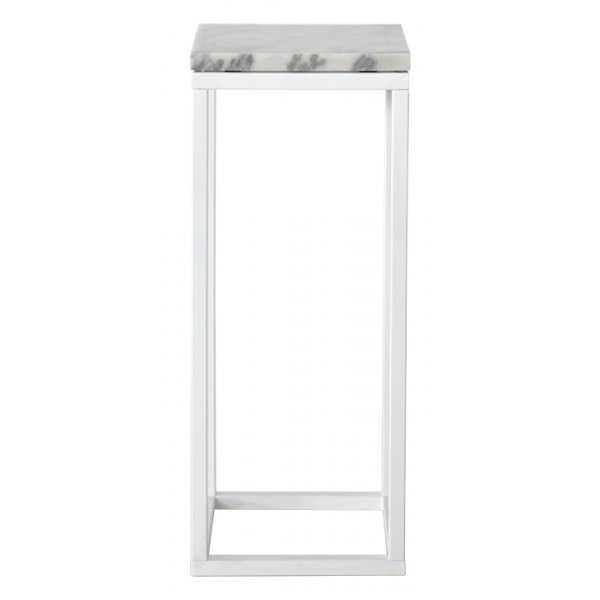Nattbord/pidestall med aksentm�nster 65 - Hvit marmor / hvit base