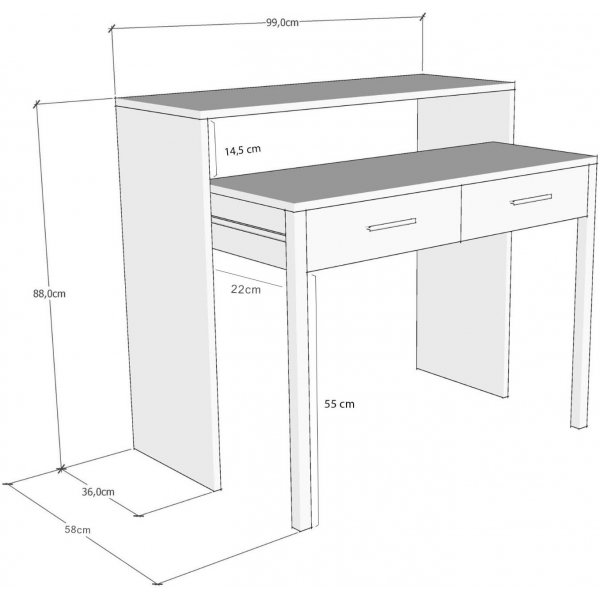 Skrivebord Maida uttrekkbart hvitt - 99 cm Skrivebord Maida uttrekkbart hvitt - 99 cm