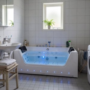 Akrylbadekar 170 cm med to seter og varmeelement - Blank hvit