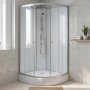 Dusjkabinett 90�90x210 cm Hvitt glass og massasjedyser - Vel�r